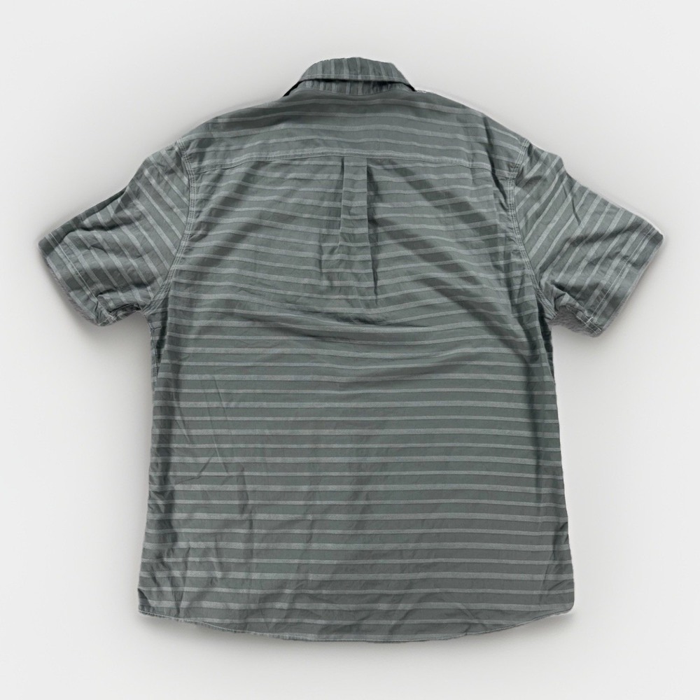 Johnnie-O Hangin Out Shirt Mens Large Green Striped Button Up Short Sleeve - Picture 4 of 7